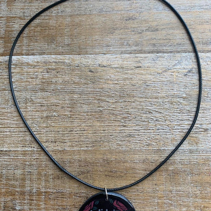 I Didn’t Vote for a Rapist Gothic Black & White Red Rose Cord Necklace