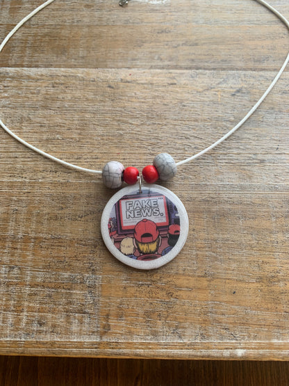 Fake Fox News MAGA Clay Anti Trump Necklace