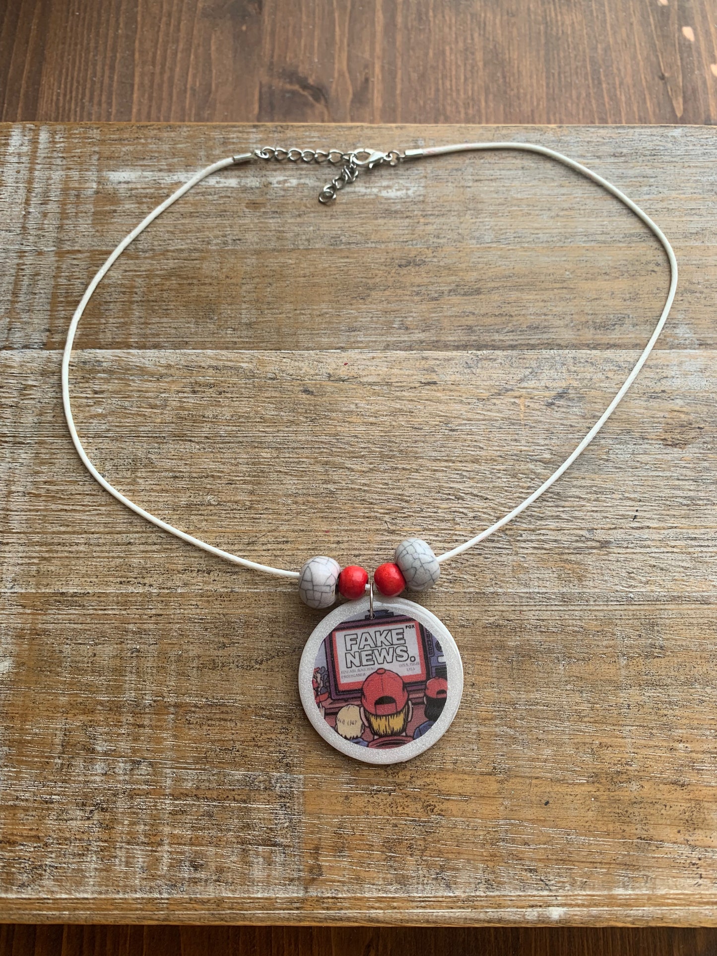 Fake Fox News MAGA Clay Anti Trump Necklace