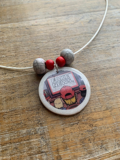 Fake Fox News MAGA Clay Anti Trump Necklace