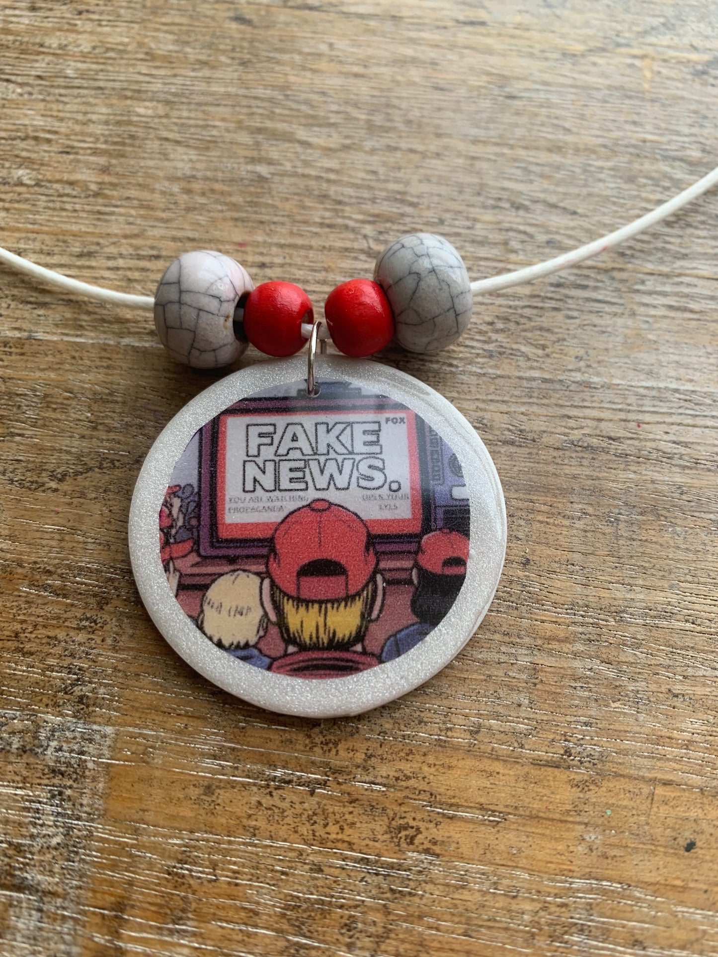Fake Fox News MAGA Clay Anti Trump Necklace
