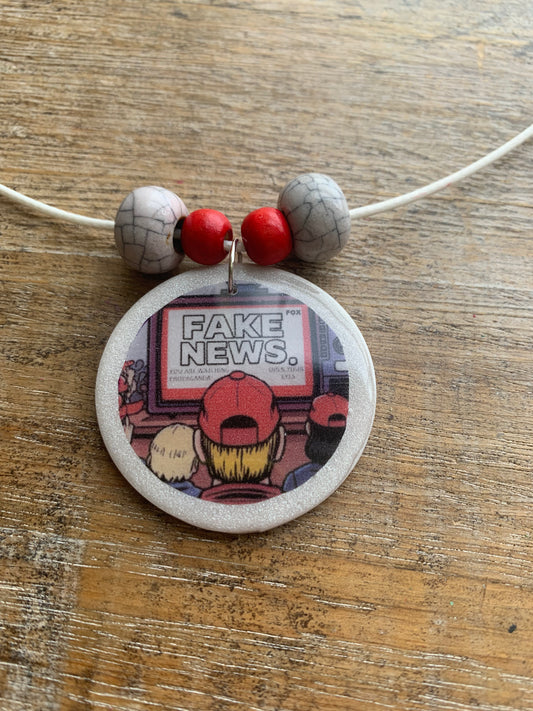 Fake Fox News MAGA Clay Anti Trump Necklace