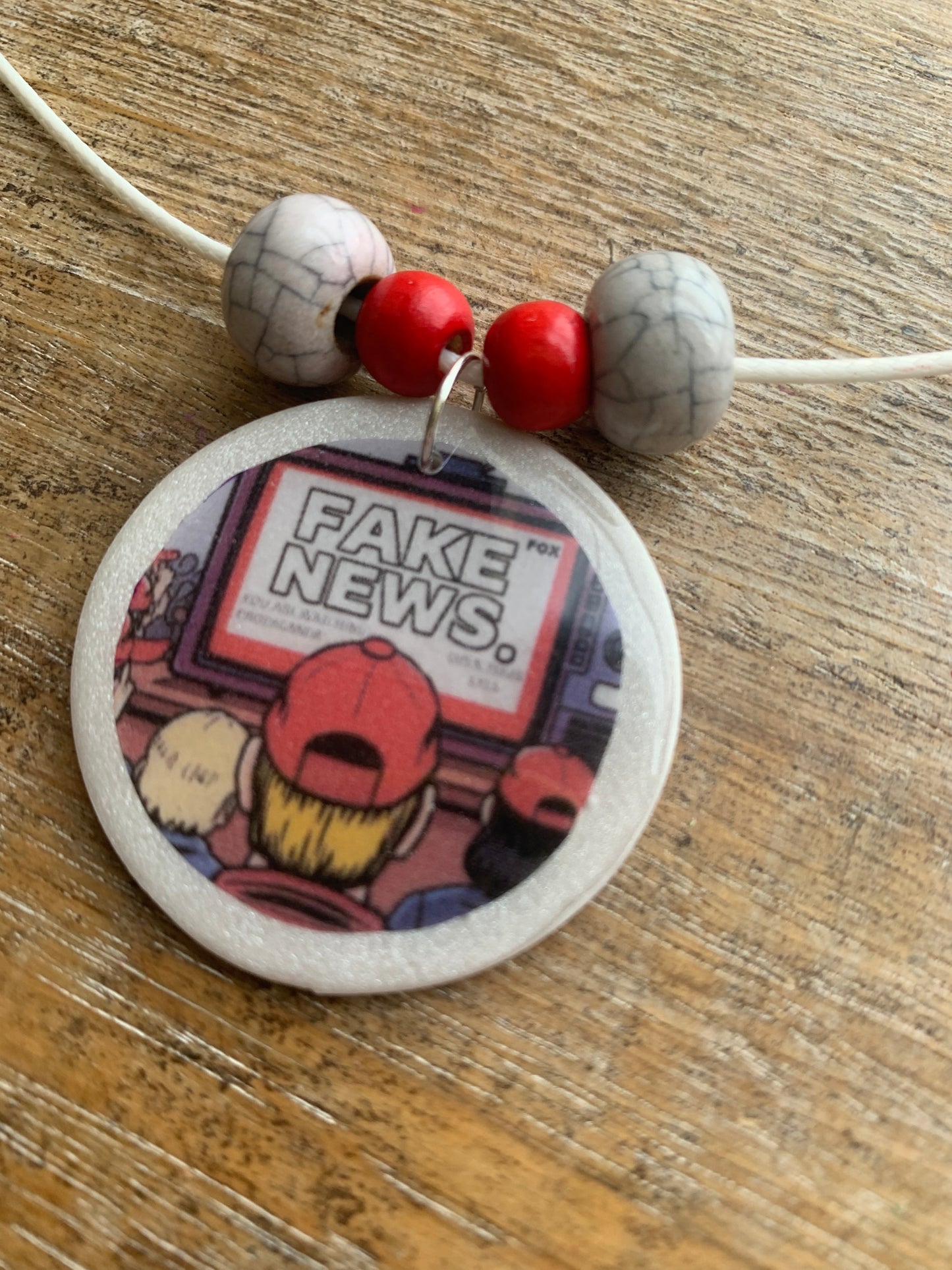 Fake Fox News MAGA Clay Anti Trump Necklace