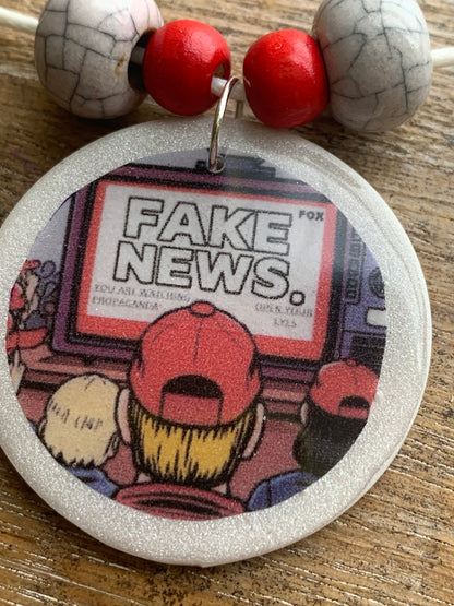 Fake Fox News MAGA Clay Anti Trump Necklace