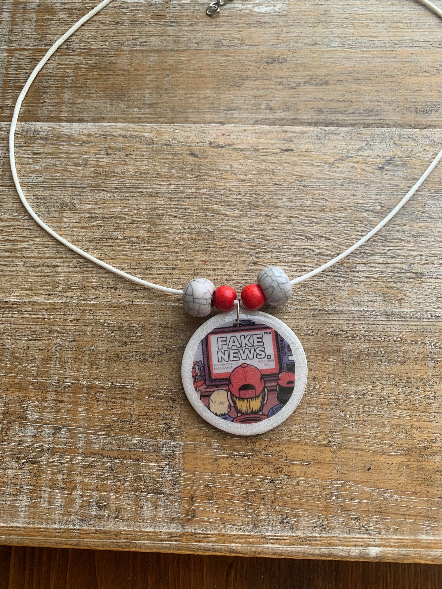 Fake Fox News MAGA Clay Anti Trump Necklace