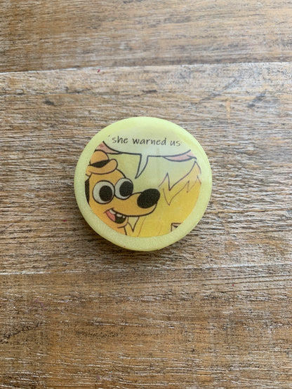 Kamala Warned Us Meme Dog Fire Clay Fridge Magnet