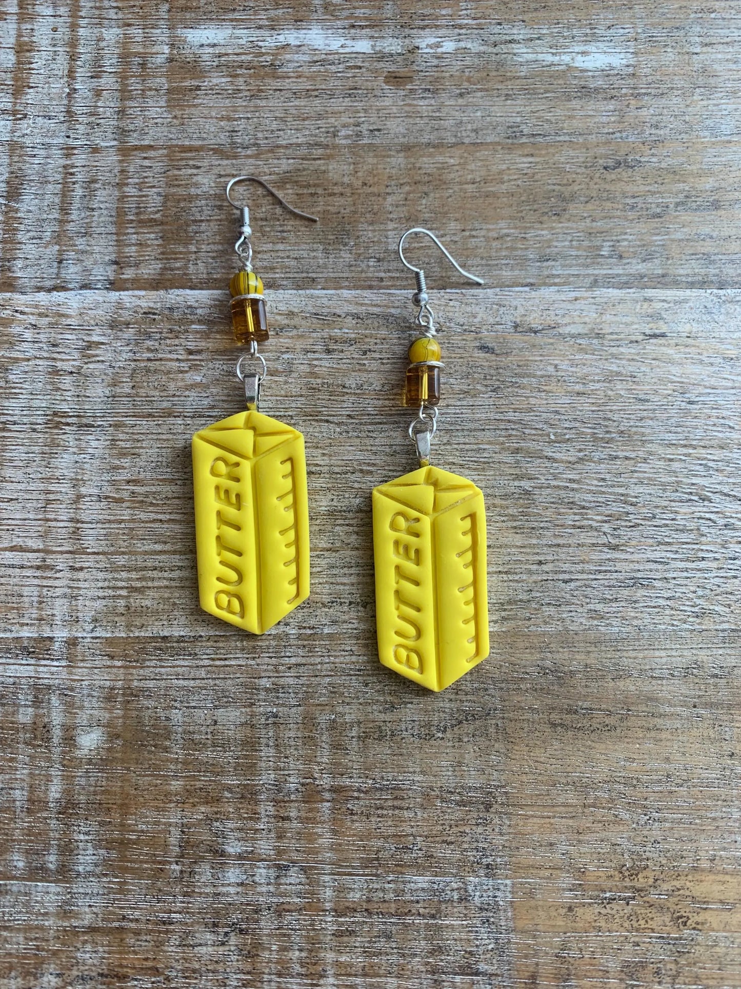 Butter Polymer Clay Earrings Margarine Stick of Butter Miniature Baking Dangle Oil Clip On Earrings Yellow Butter Tunnel Gauge Earrings