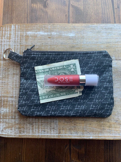 Art Deco Fuck Monochrome Swear Word Bag Wallet Coin Purse