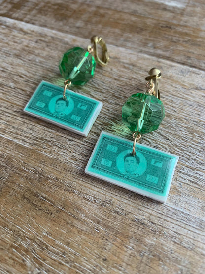 Deny Defend Depose Luigi Money Clip On Earrings Activist Polymer Clay Revolution Earrings Ear Hangers Eat The Rich