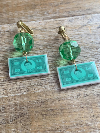 Deny Defend Depose Luigi Money Clip On Earrings Activist Polymer Clay Revolution Earrings Ear Hangers Eat The Rich