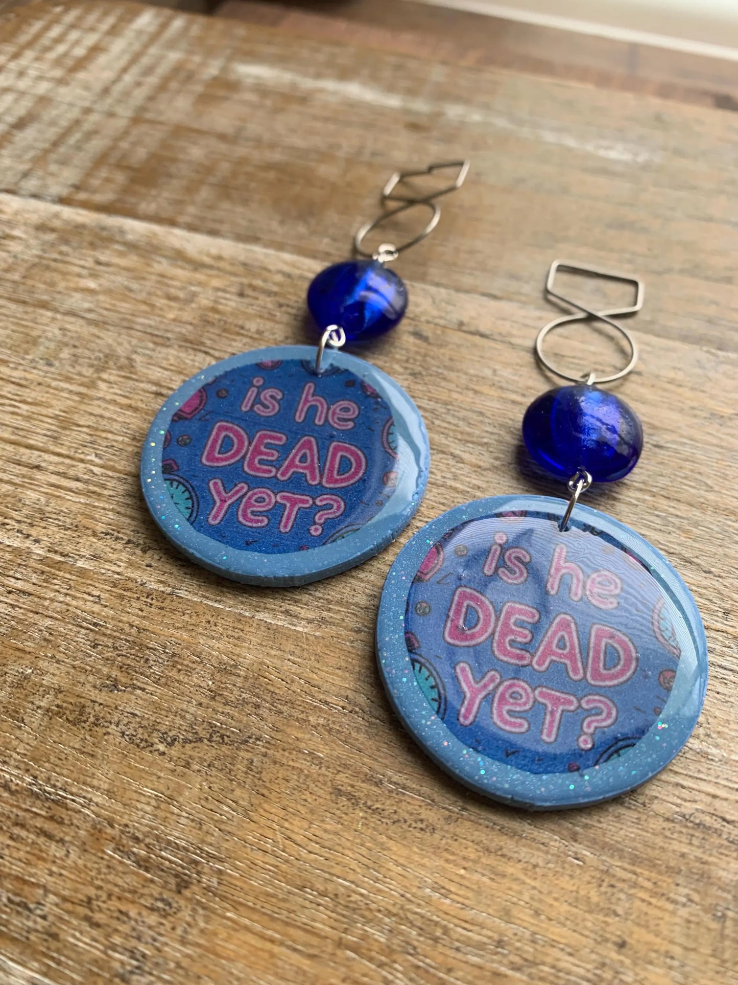 Is He Dead Yet Tunnel Gauge Earrings Clay Protest Liberal Democrat Activist Funny Retro Flowers Clip On Earrings Blue Millennial Govt
