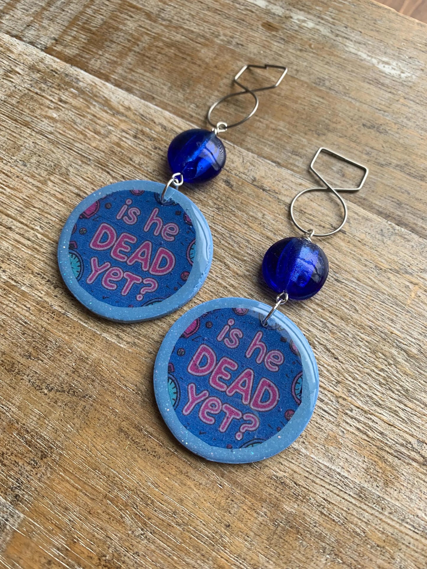 Is He Dead Yet Tunnel Gauge Earrings Clay Protest Liberal Democrat Activist Funny Retro Flowers Clip On Earrings Blue Millennial Govt