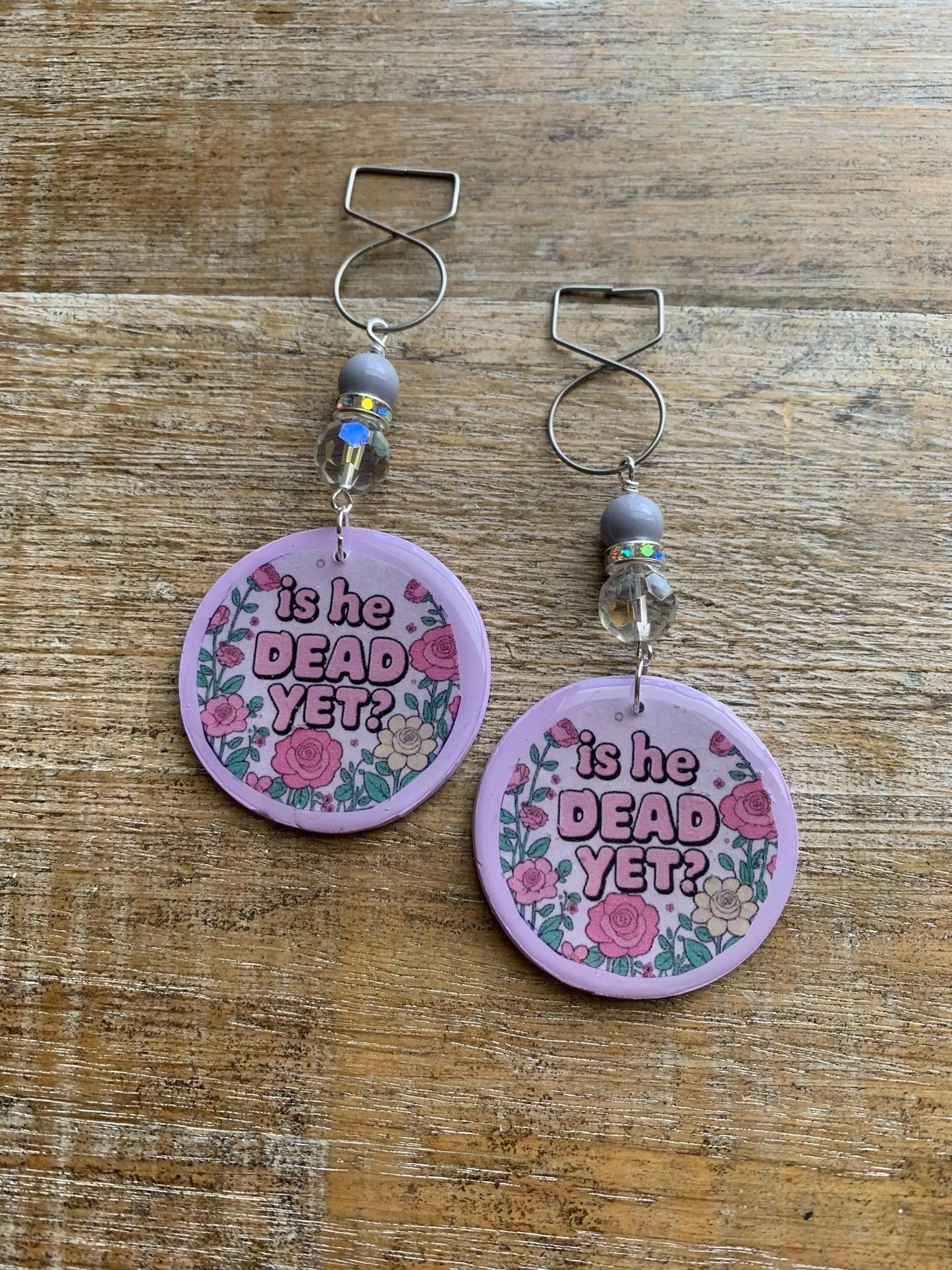 Is He Dead Yet Tunnel Gauge Earrings Clay Protest Liberal Democrat Activist Funny Retro Clip On Earrings Lavender Purple Millennial