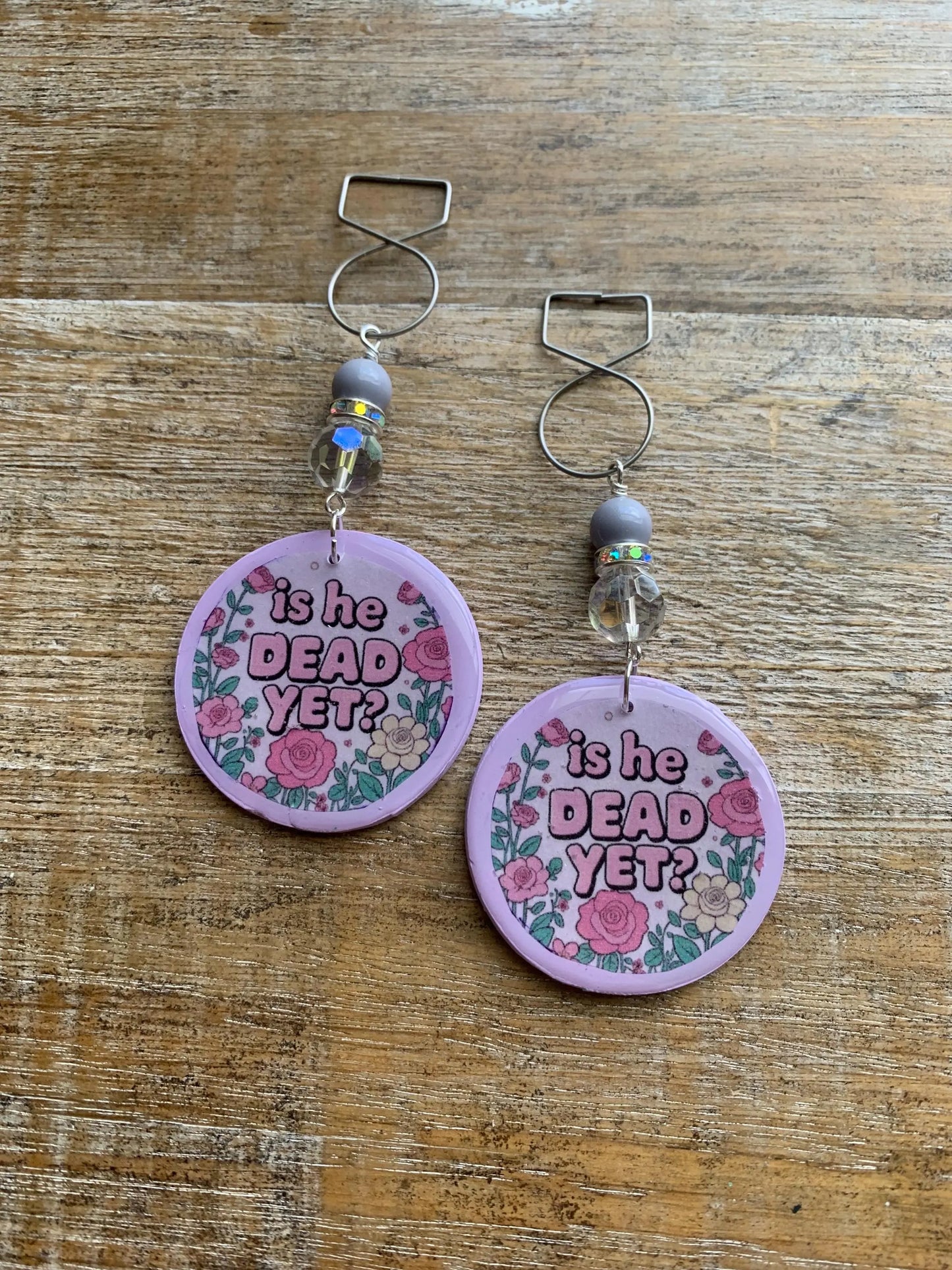 Is He Dead Yet Tunnel Gauge Earrings Clay Protest Liberal Democrat Activist Funny Retro Clip On Earrings Lavender Purple Millennial