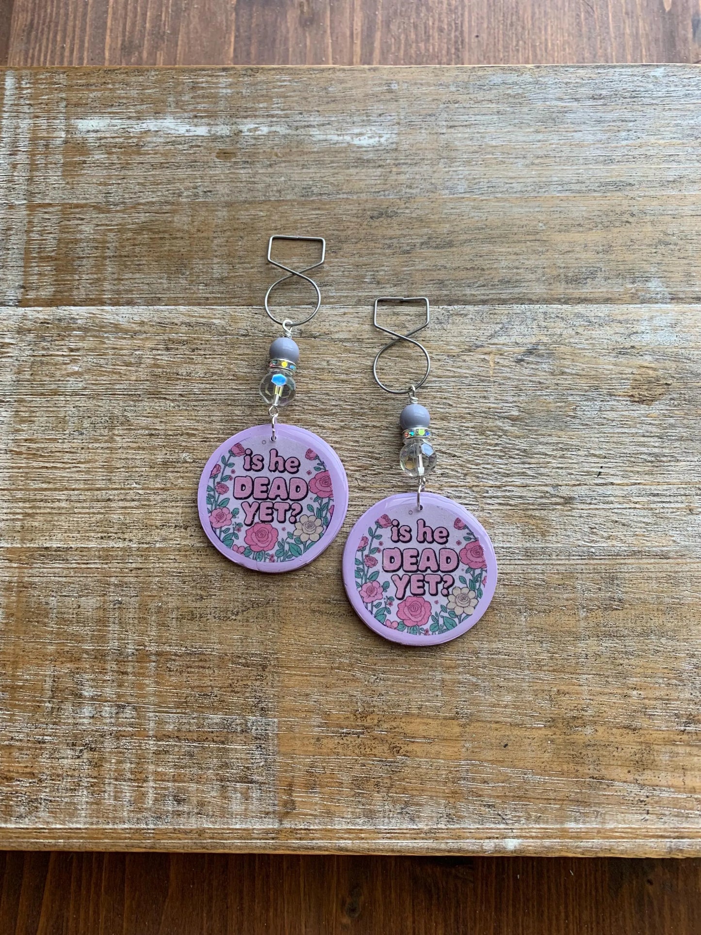 Is He Dead Yet Tunnel Gauge Earrings Clay Protest Liberal Democrat Activist Funny Retro Clip On Earrings Lavender Purple Millennial