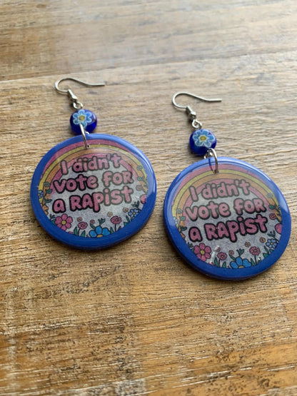 Anti Trump Art Deco Liberal Earrings Clip On Earrings Floral Tunnel Gauge Earrings