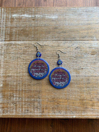 Anti Trump Art Deco Liberal Earrings Clip On Earrings Floral Tunnel Gauge Earrings