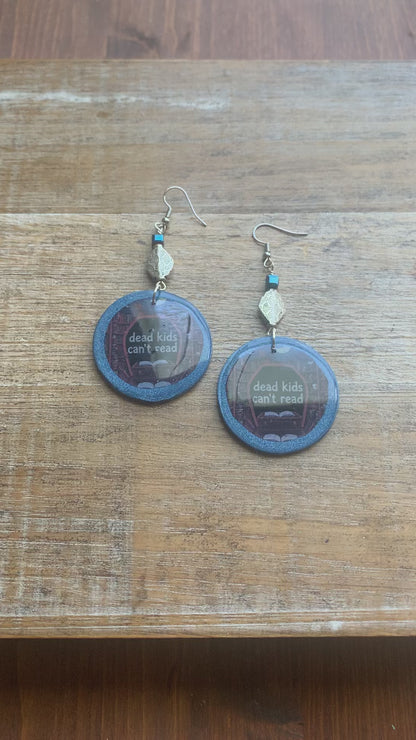 Dead Kids Can’t Read Earrings Clay Tunnel Gauge Earrings Gun Control Clip On Earrings